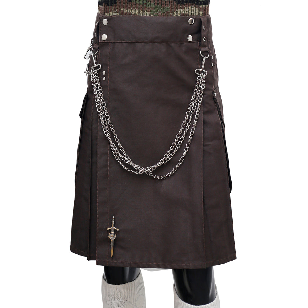 Fashion Brown Utility Kilt for Men