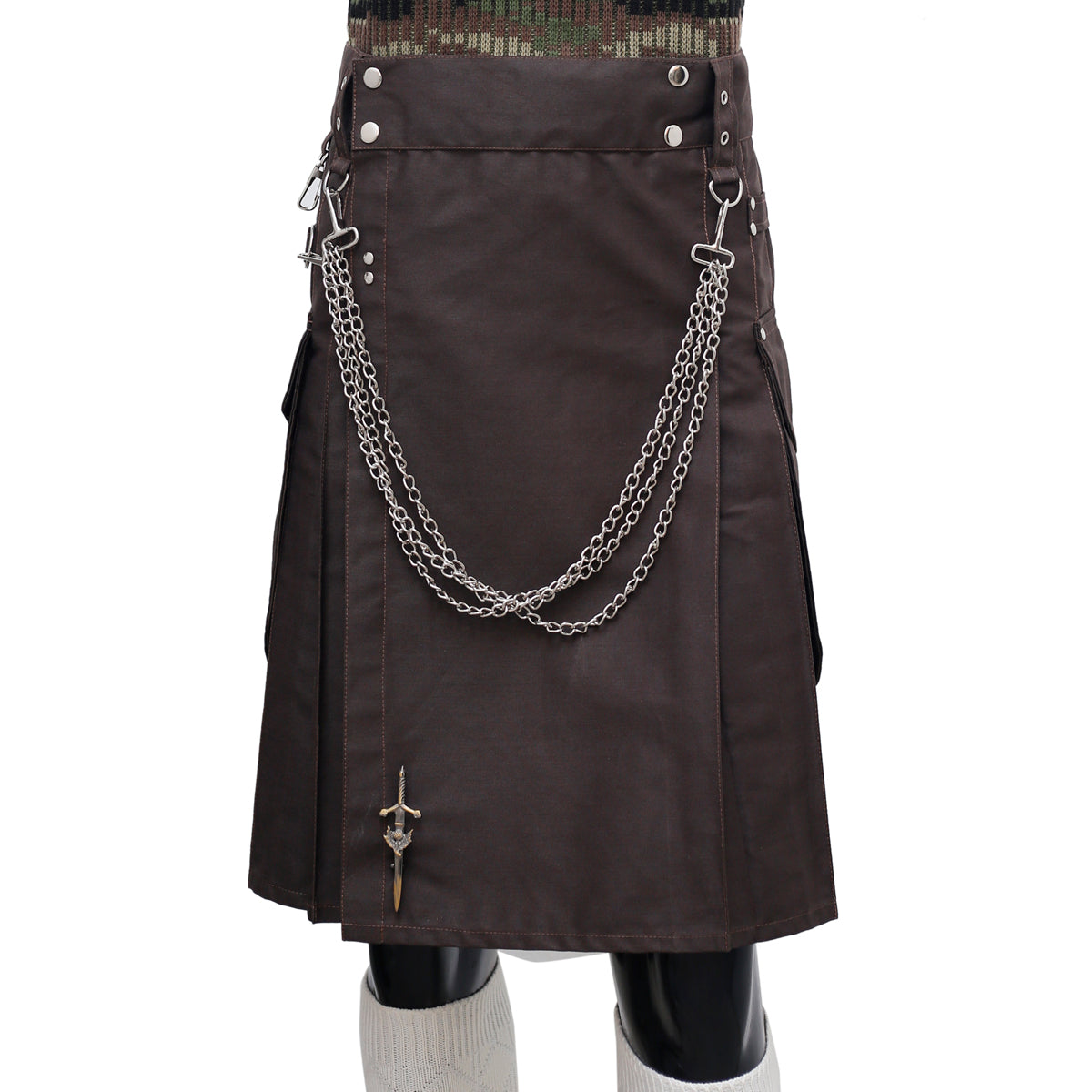 Fashion Brown Utility Kilt for Men