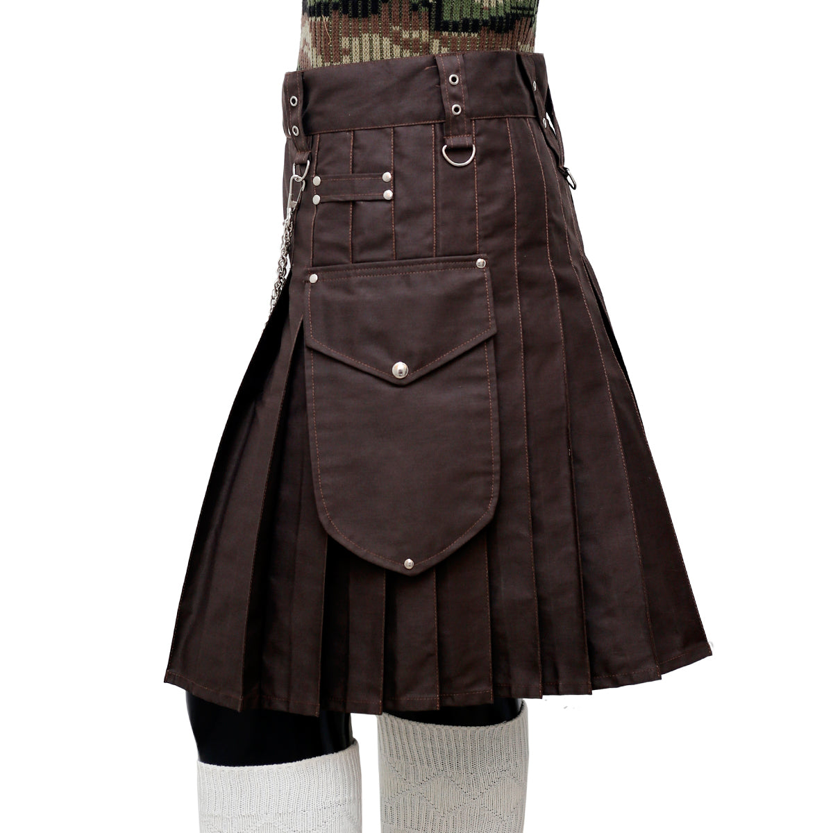Fashion Brown Utility Kilt for Men