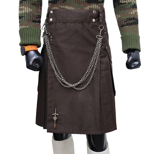 Fashion Brown Utility Kilt for Men