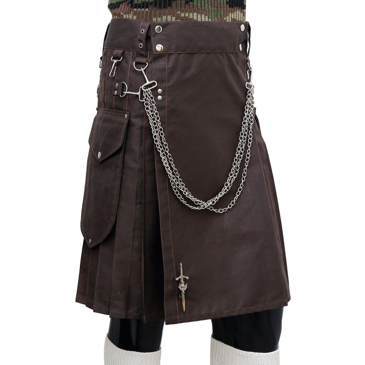 Fashion Brown Utility Kilt for Men