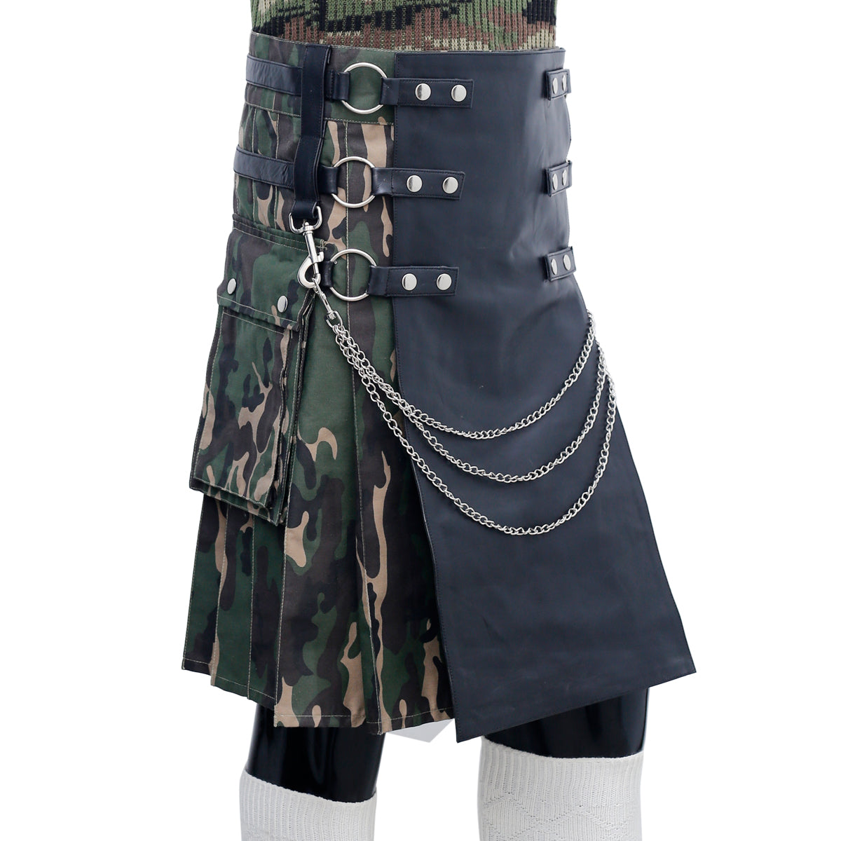 Fashion Camo Kilt with Leather Apron Right