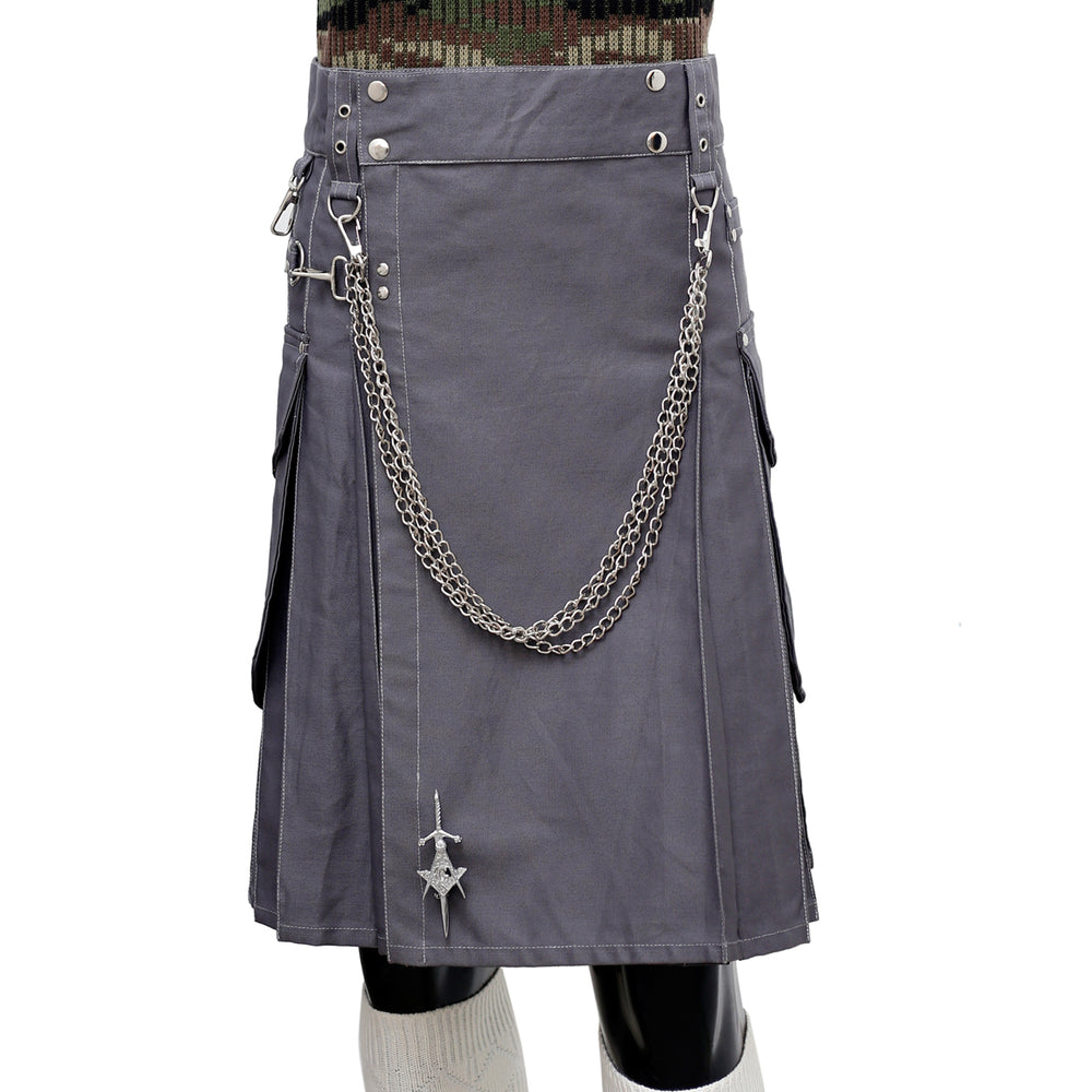 Fashion Grey Utility Kilt Front