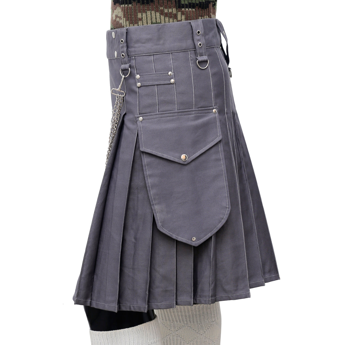 Fashion Grey Utility Kilt Left