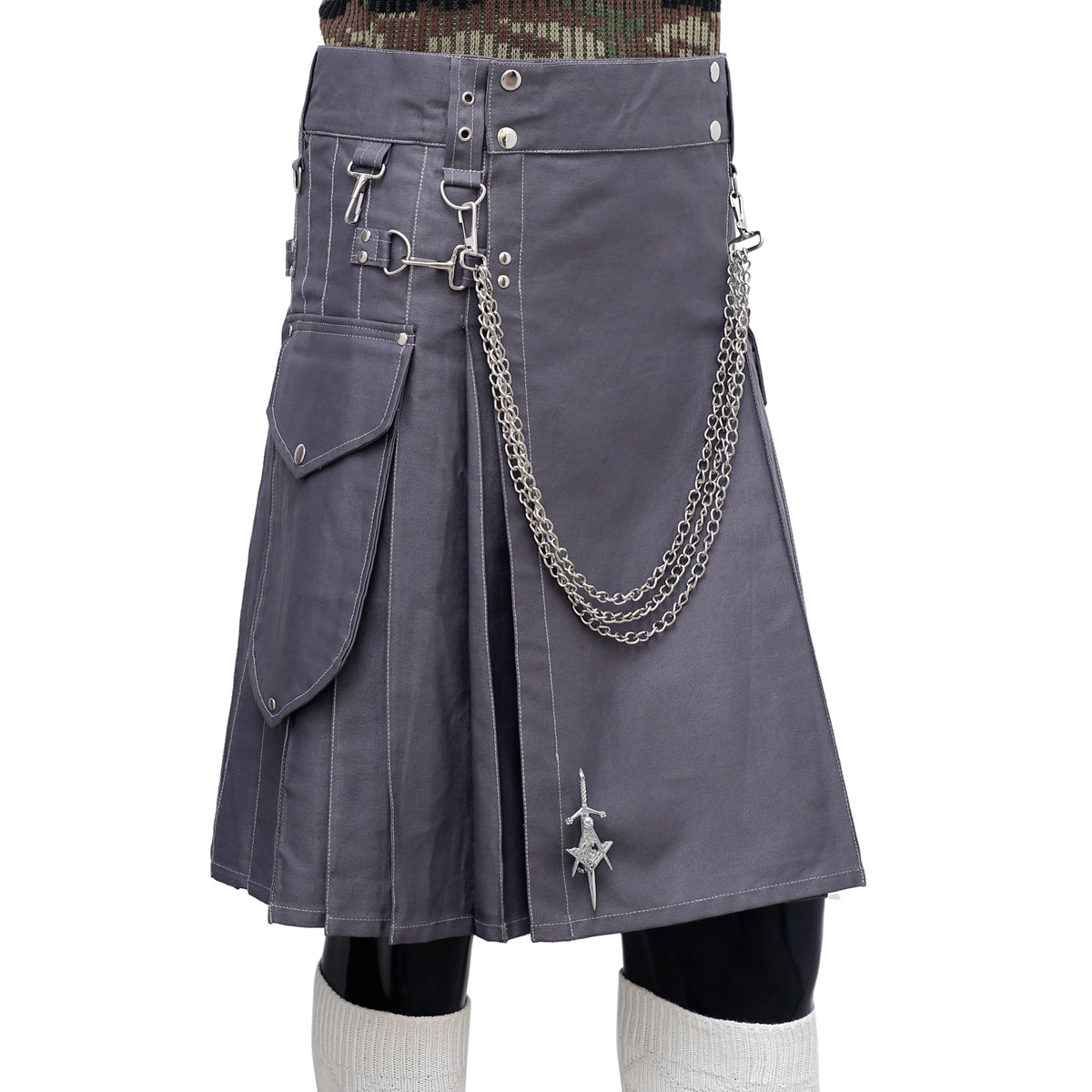 Fashion Grey Utility Kilt Right