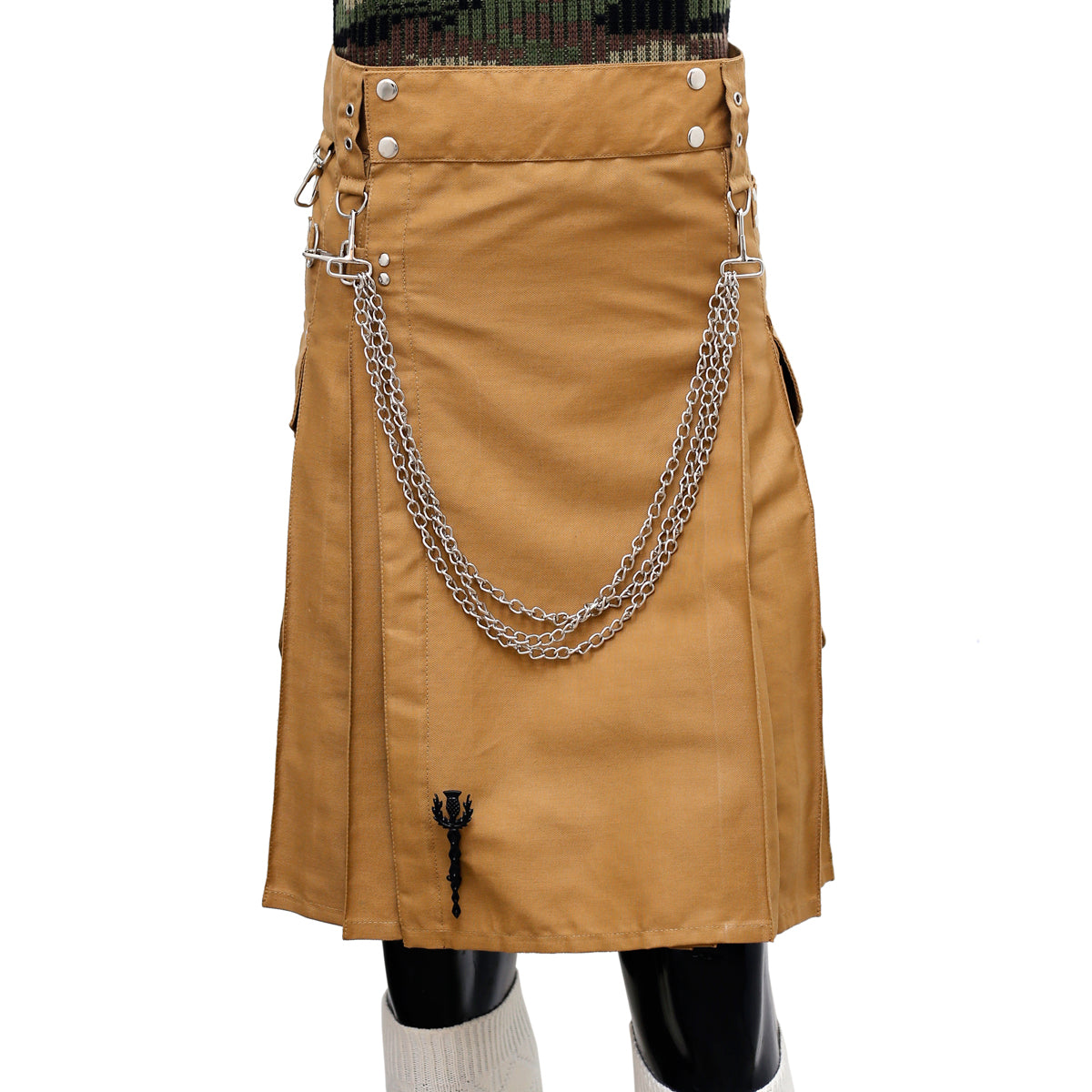 Fashion Khaaki Utility Kilt Front