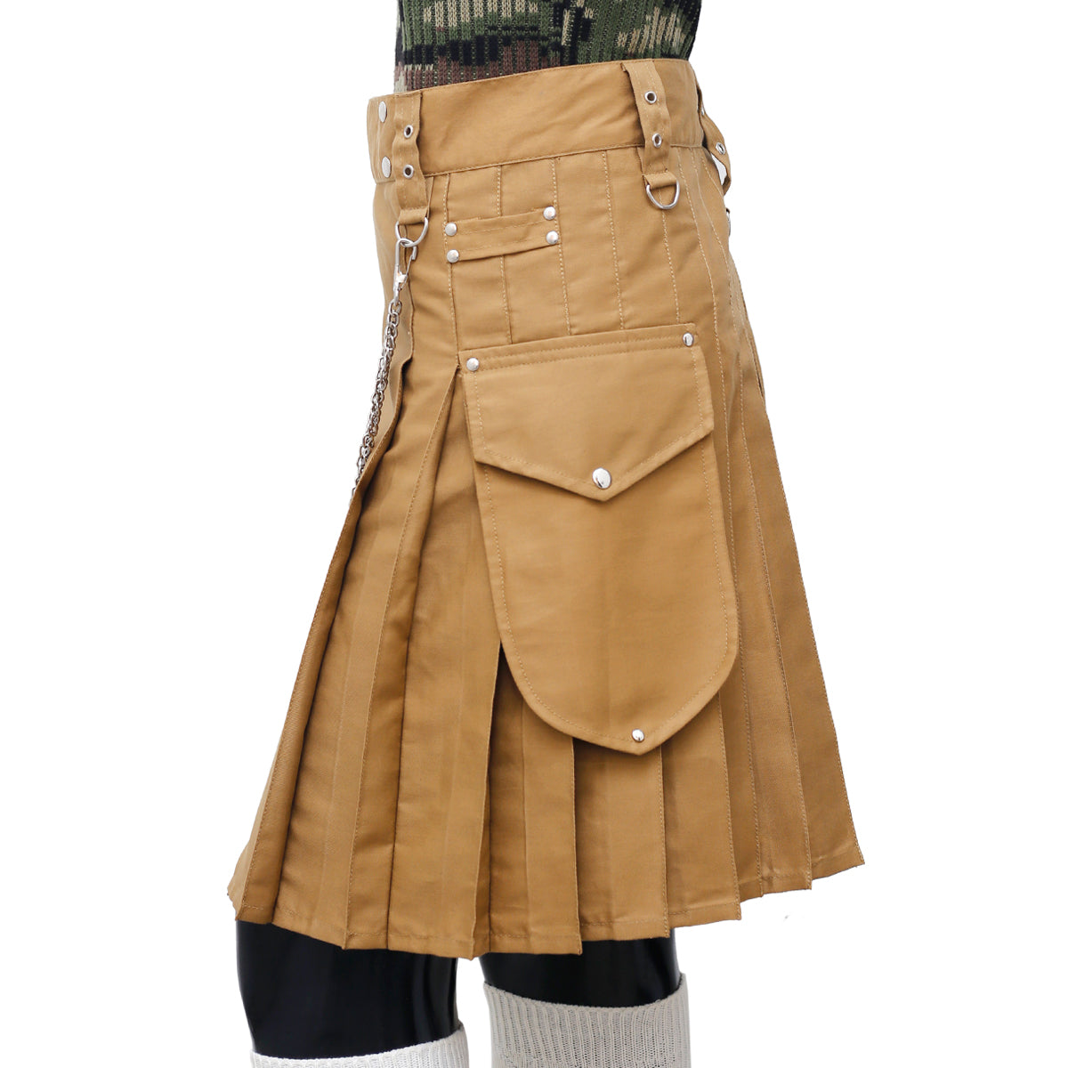 Fashion Khaaki Utility Kilt Left