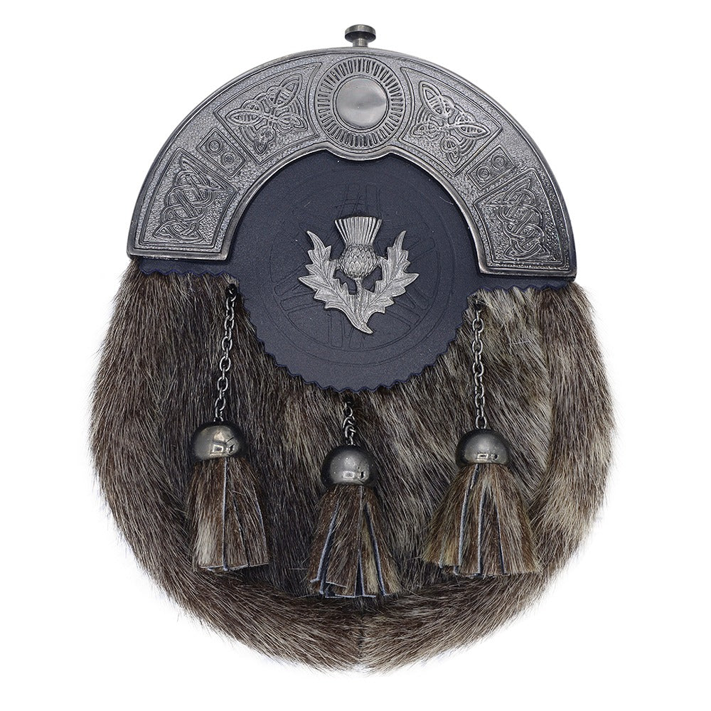 Formal Seal Skin Sporran Antique Thistle Badge Photo