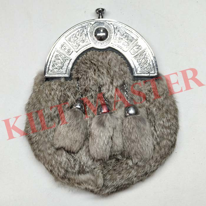 Grey Rabbit Fur Kilt Sporran
