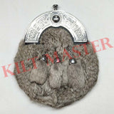 Grey Rabbit Fur Kilt Sporran
