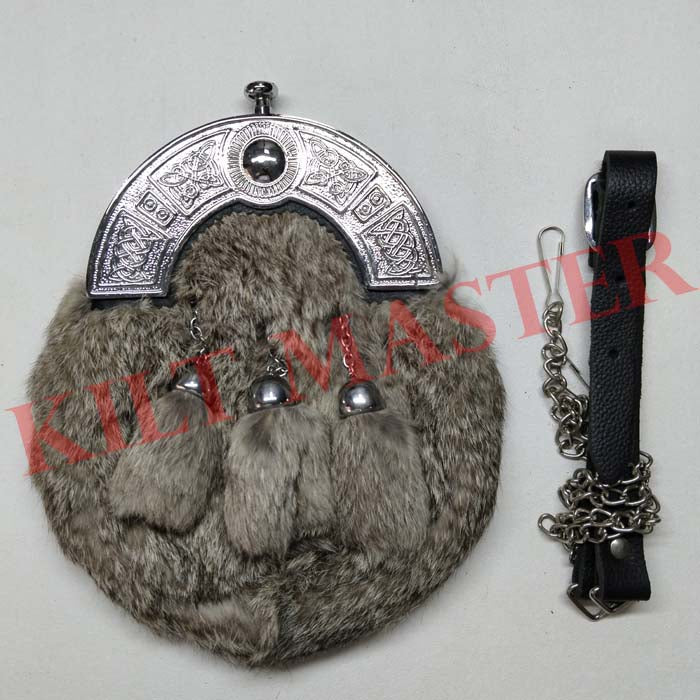 Grey Rabbit Fur Kilt Sporrans