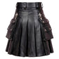 Gothic Black Leather Utility Kilt for Men Back