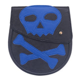 Gothic Real Black and Blue Leather Sporran with Sewn