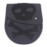 Gothic Black Cowhide Leather Sporran with Black Velvet Front