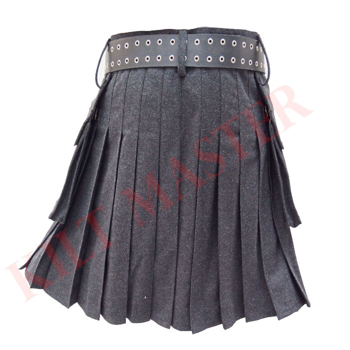Grey Wool Men Kilt- Back 