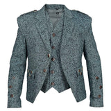 Green And Black Tweed Argyle Jacket with Vest
