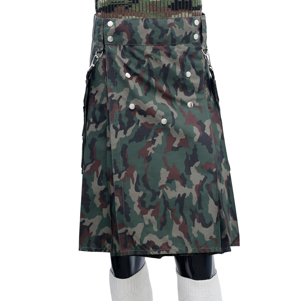 Green Camo Detachable Pocket Kilt