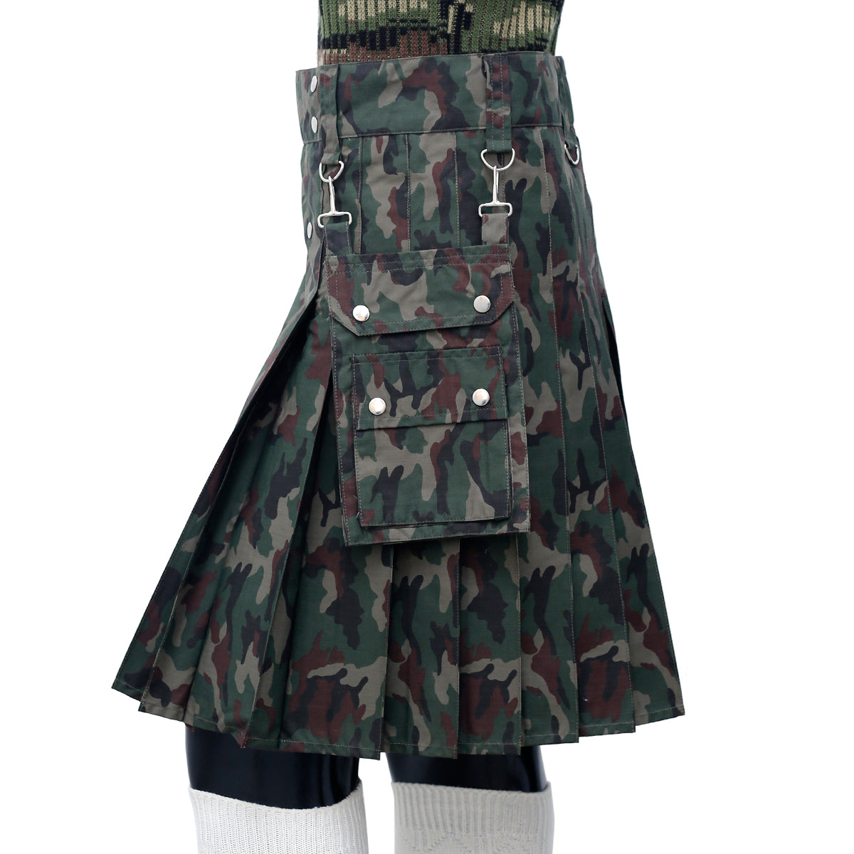 Green Camo Detachable Pocket Kilt