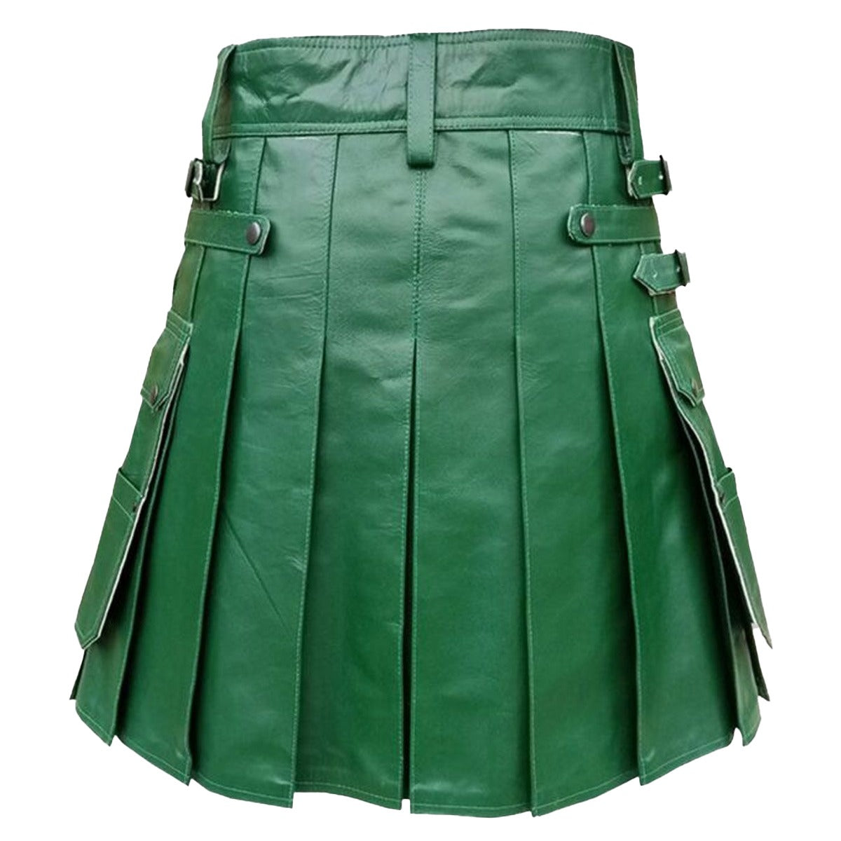Green Leather Utility Kilt Back