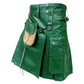 Green Leather Utility Kilt Left