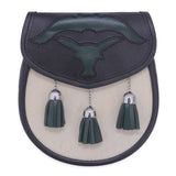 Green Scottish Kilt Semi Dress Bull Leather Sporran