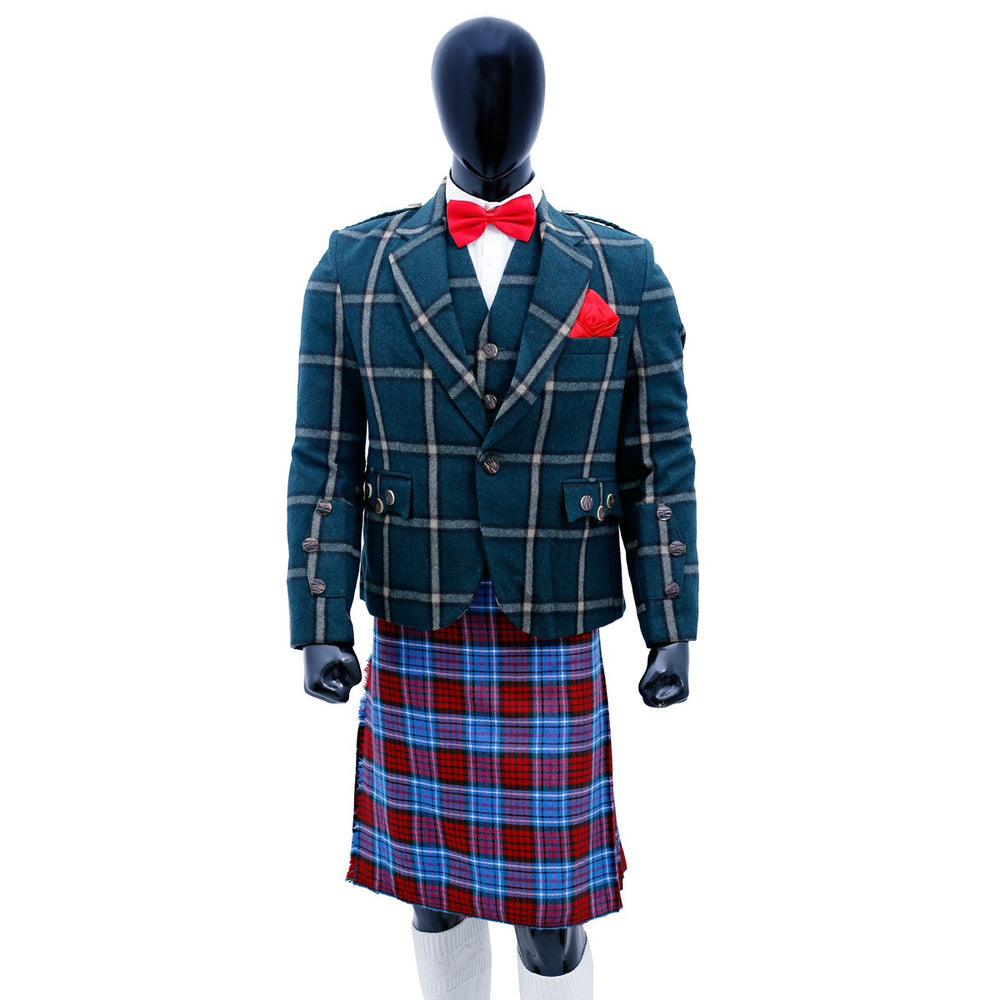 Green Tweed Wool Argyle Jacket with Vest Main