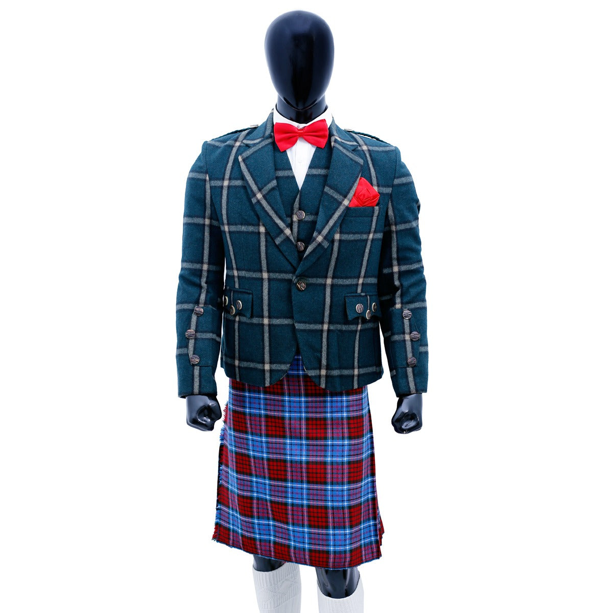 Green Tweed Wool Argyle Jacket with Vest Main