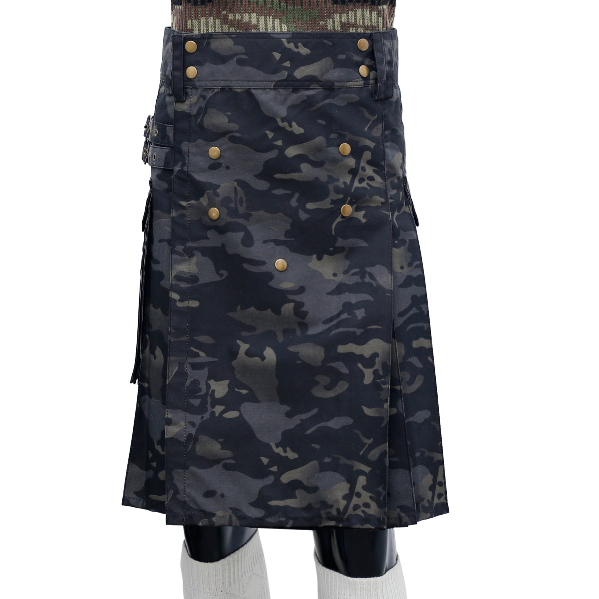 Grey Camouflage Utility Kilt Front