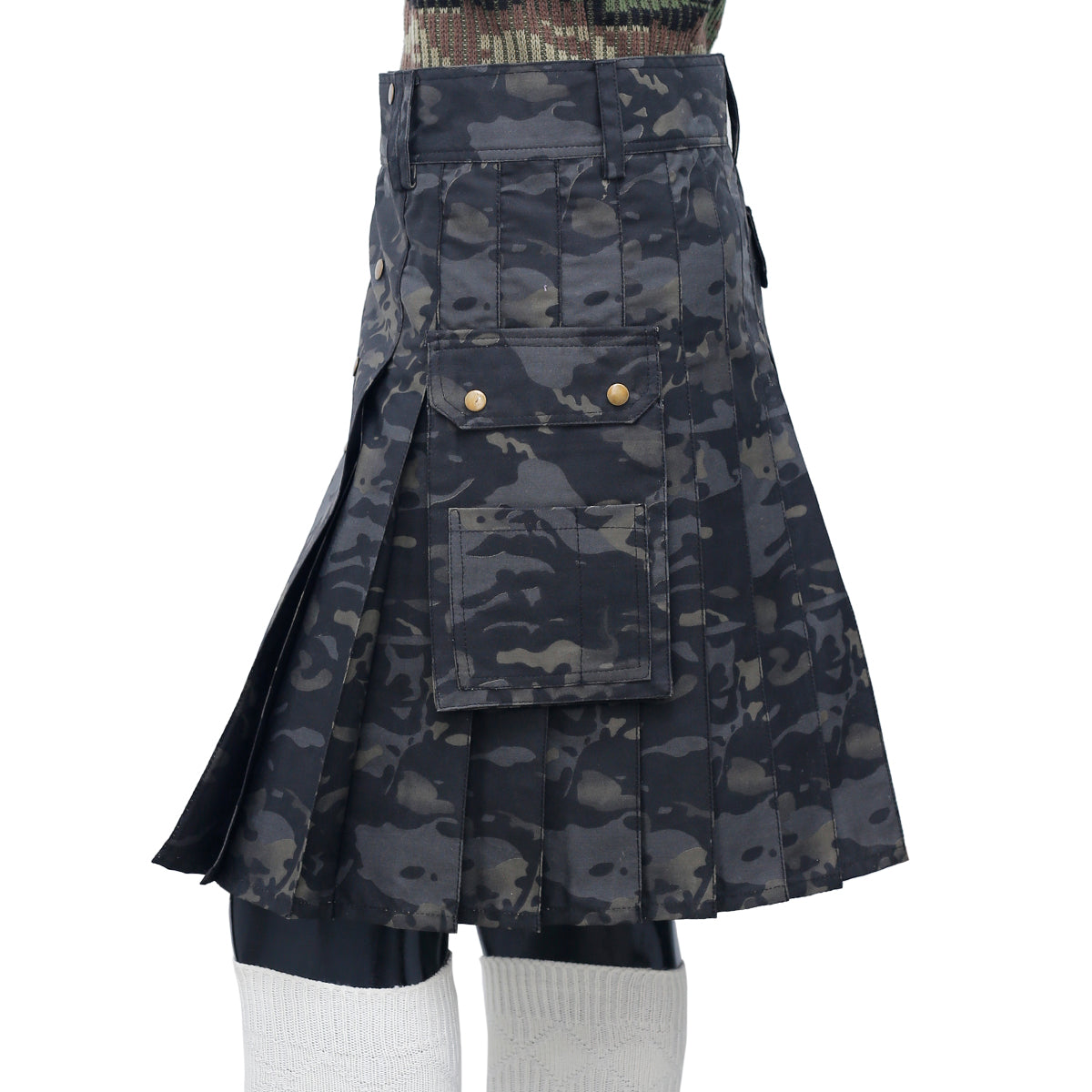 Grey Camouflage Utility Kilt Left