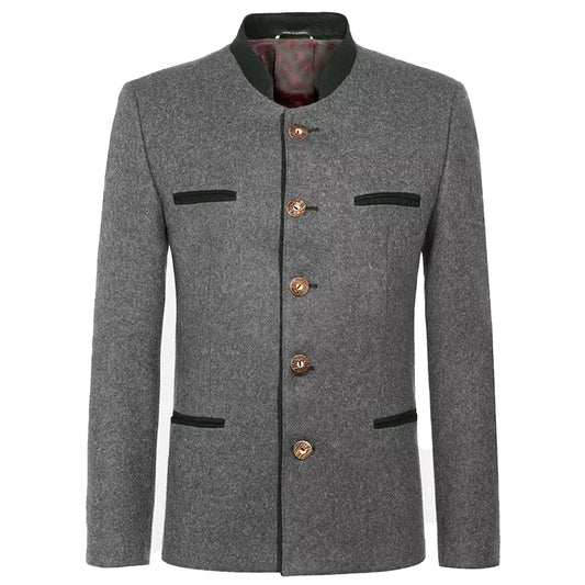 Grey German Bavarian Tyrol Loden Trachten Jacket 