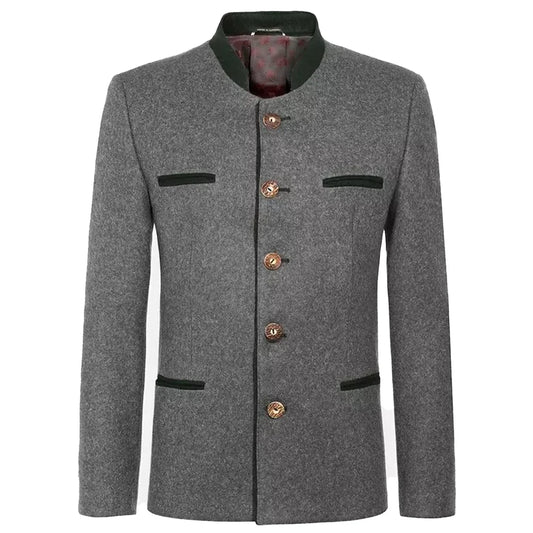 Grey German Bavarian Tyrol Loden Trachten Jacket