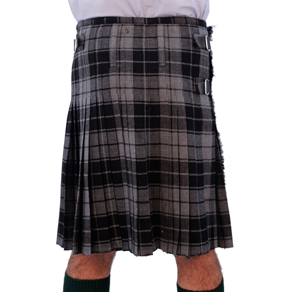 Grey Highlander Tartan Kilt Back