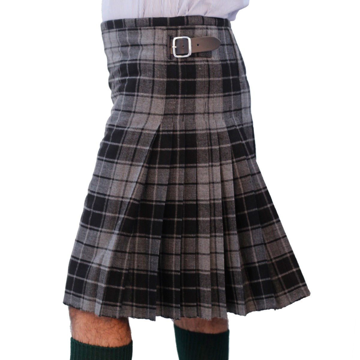 Grey Highlander Tartan Kilt Complete Left