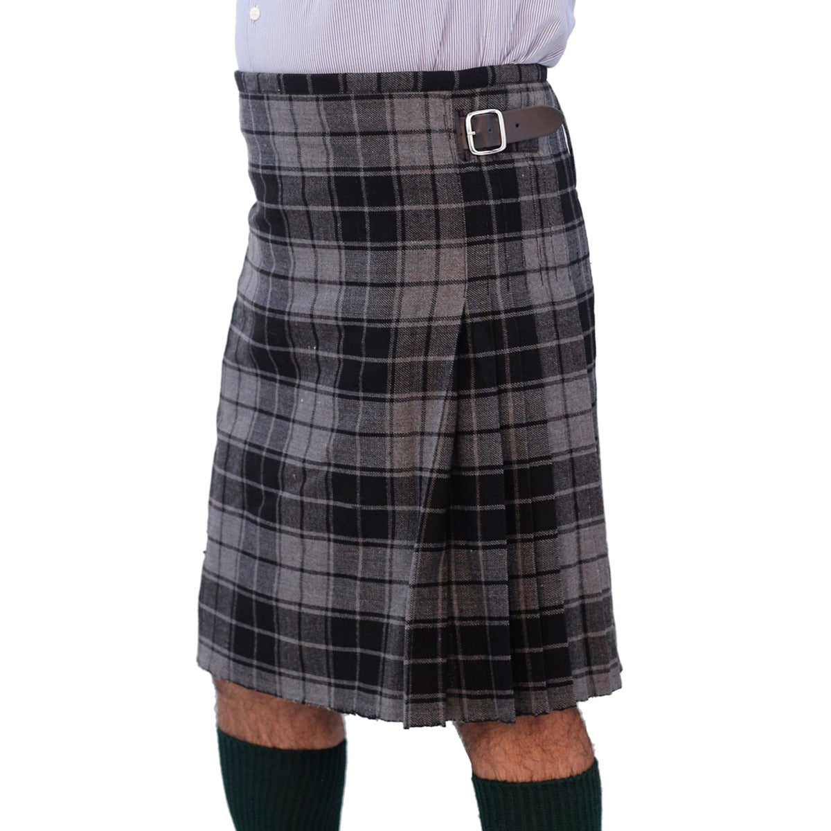 Grey Highlander Tartan Kilt Left