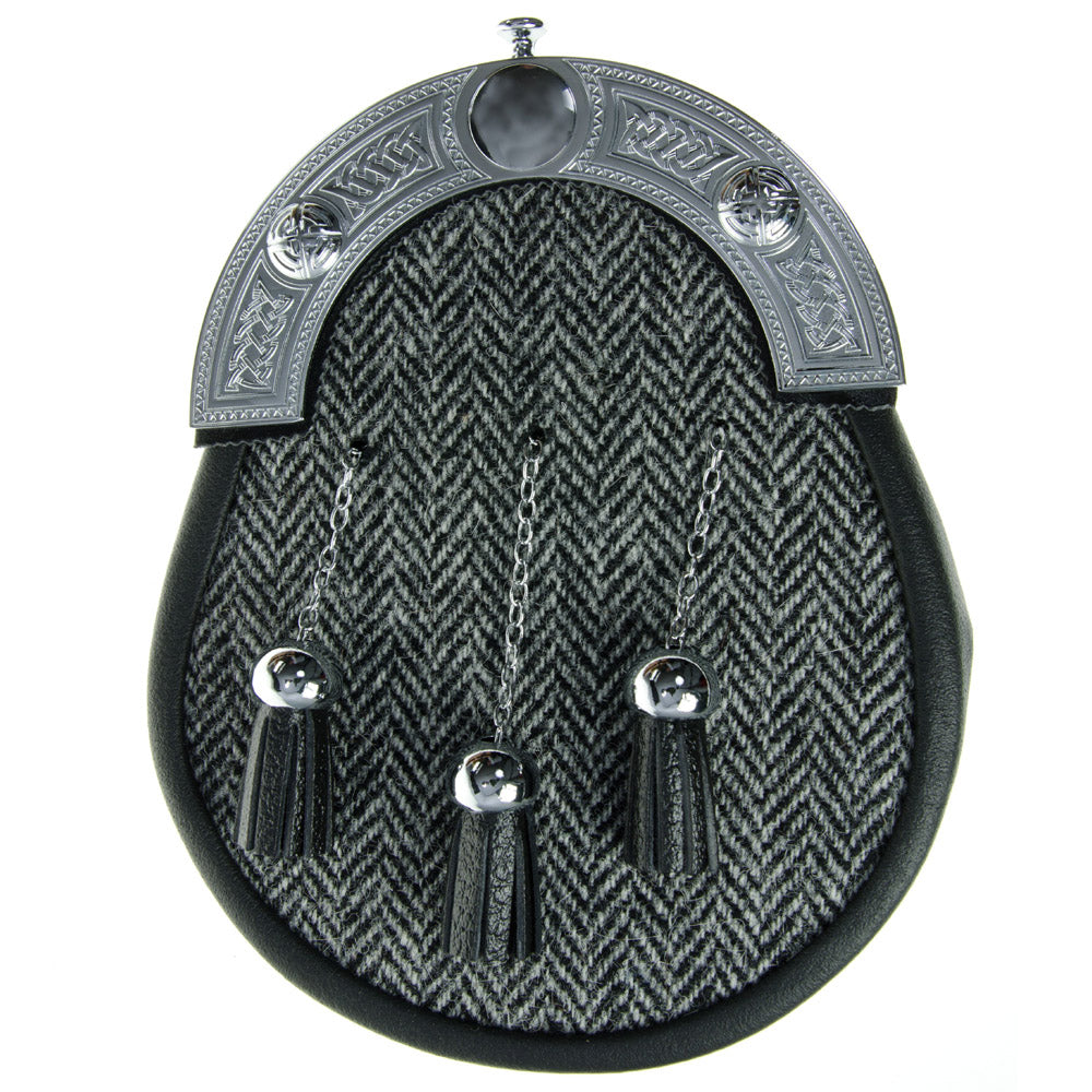 Grey Tweed Leather Sporran