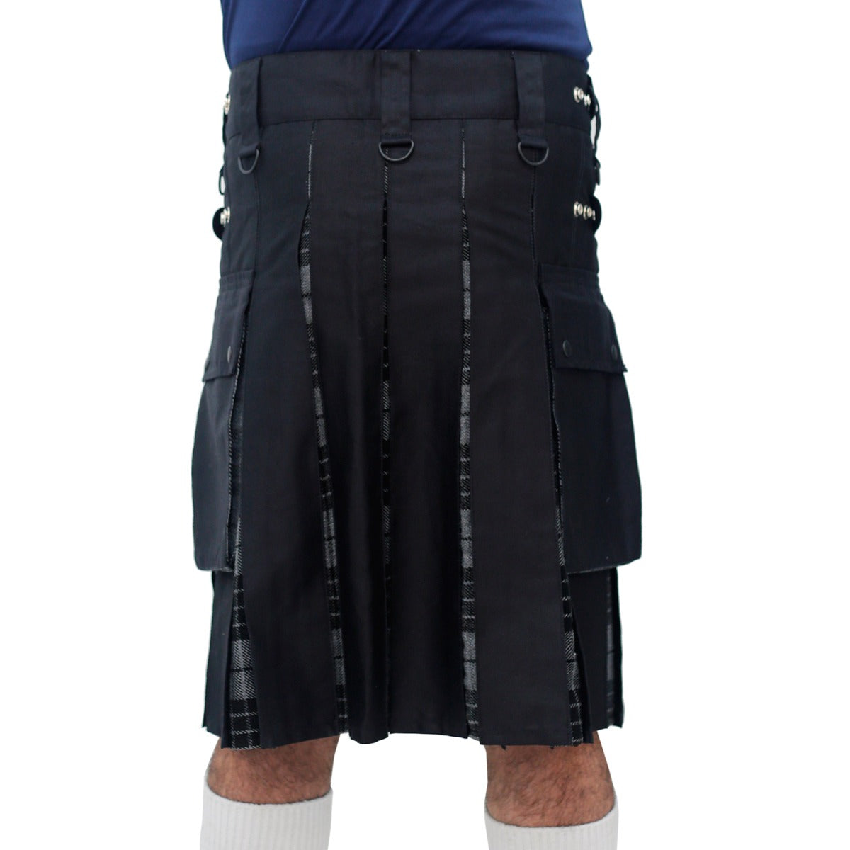 Grey Watch and Black Hybrid Kilt Back