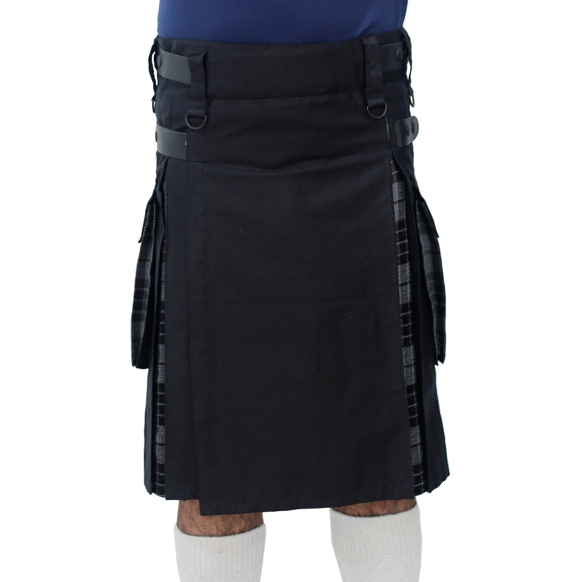 Grey Watch and Black Hybrid Kilt Front