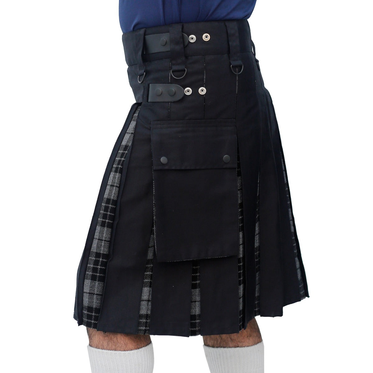 Grey Watch and Black Hybrid Kilt Left