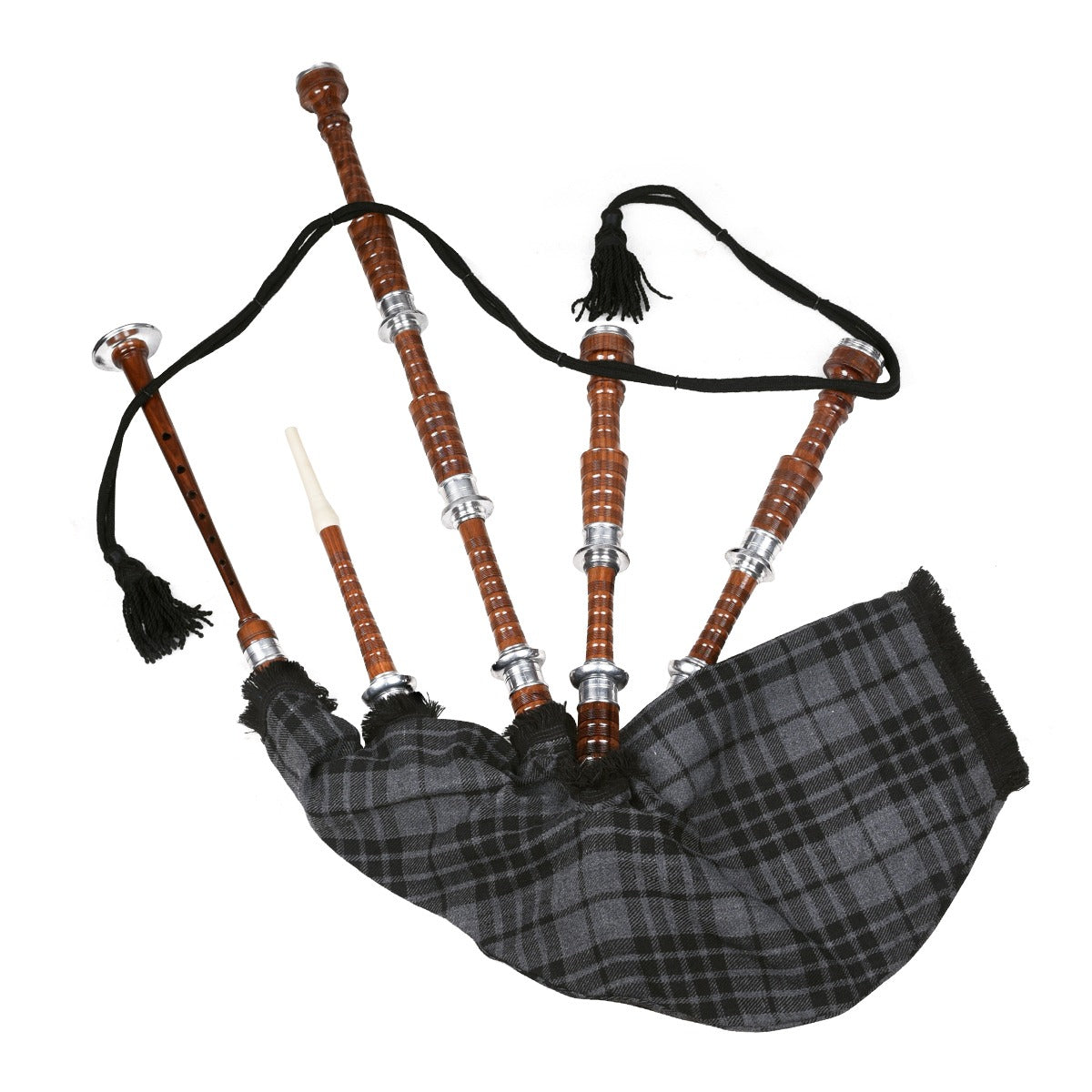 Grey Watch Tartan Natural Finish Scottish Bagpipe