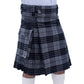 Grey Watch Tartan Utility Kilt with Leather Straps Right