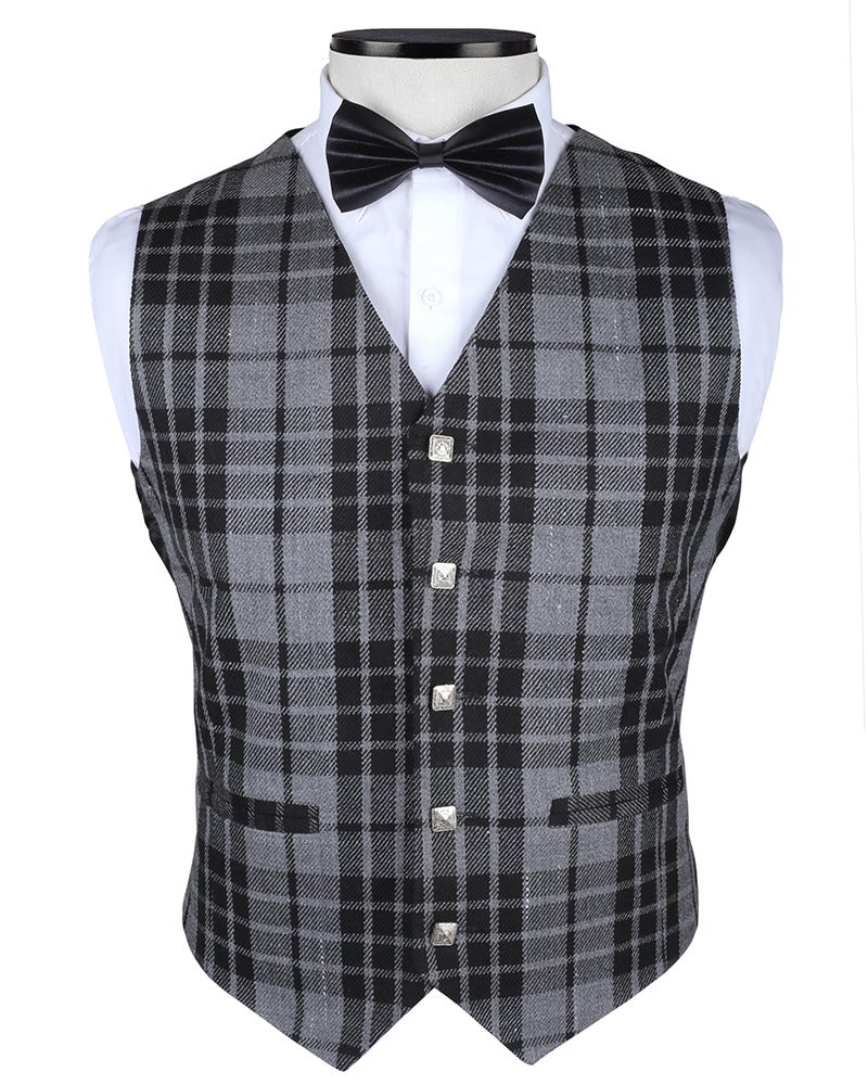 Grey Watch Tartan Vest Front