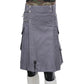 Grey Working Kilt with Round Pocket Front