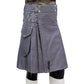 Grey Working Kilt with Round Pocket Right