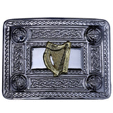 Harp Kilt Belt Buckle Chrome with Golden Badge