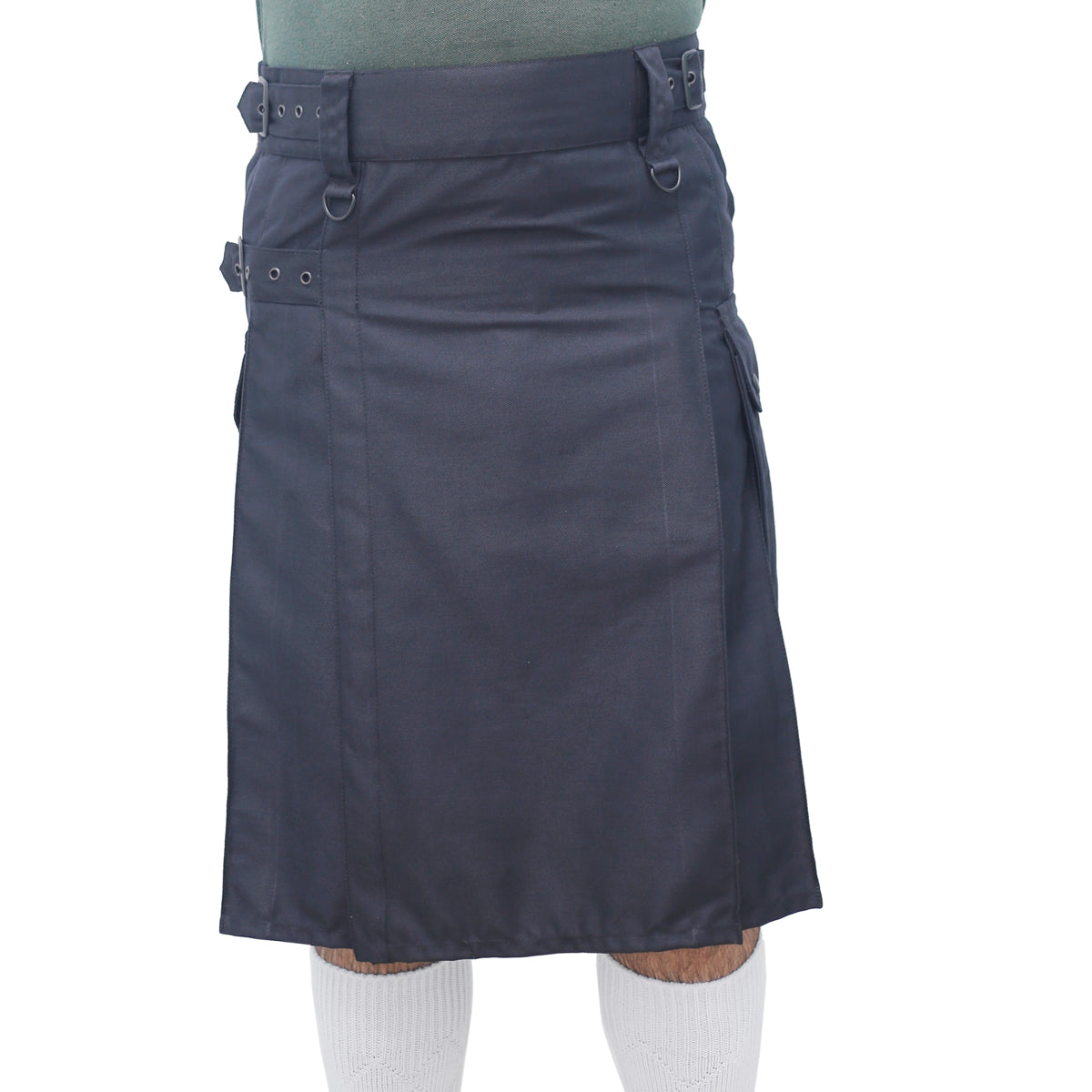 Highland Black Utility Kilt with Fabric Straps