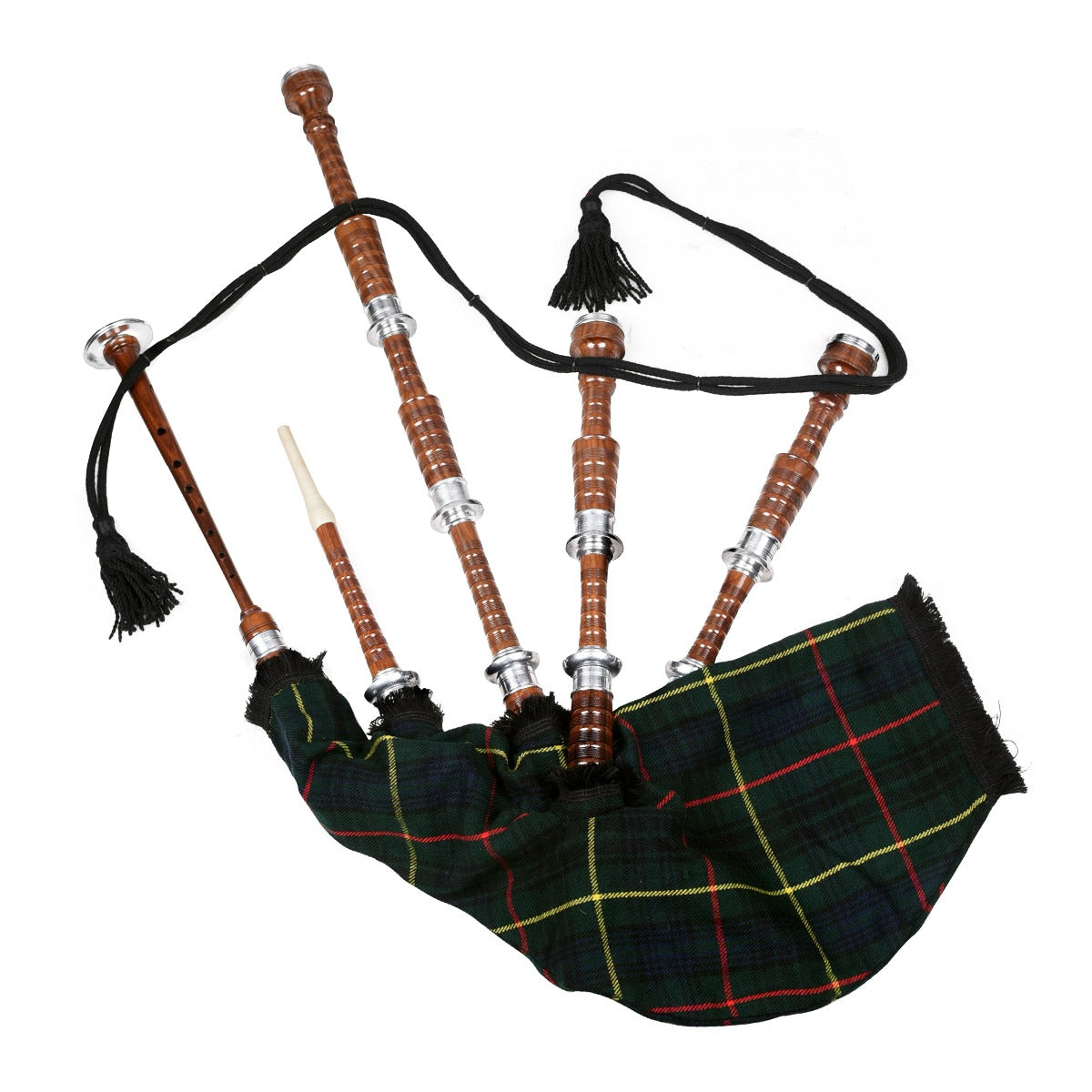 Hunting Stewart Tartan Natural Finish Scottish Bagpipe