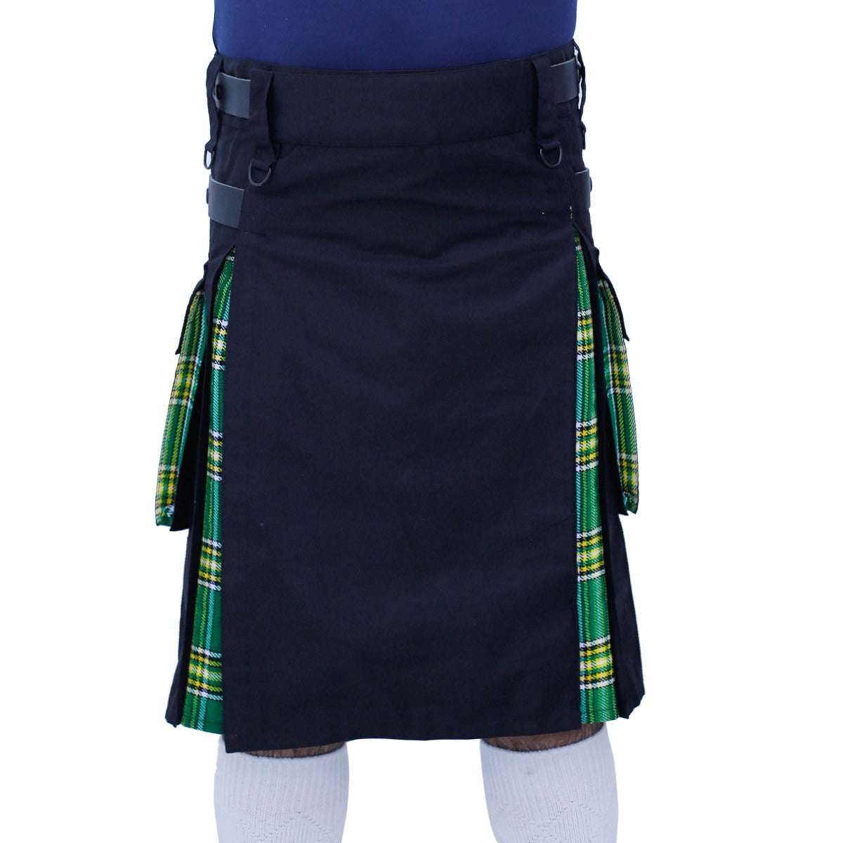 Hybrid Kilt Black and Irish Green Front