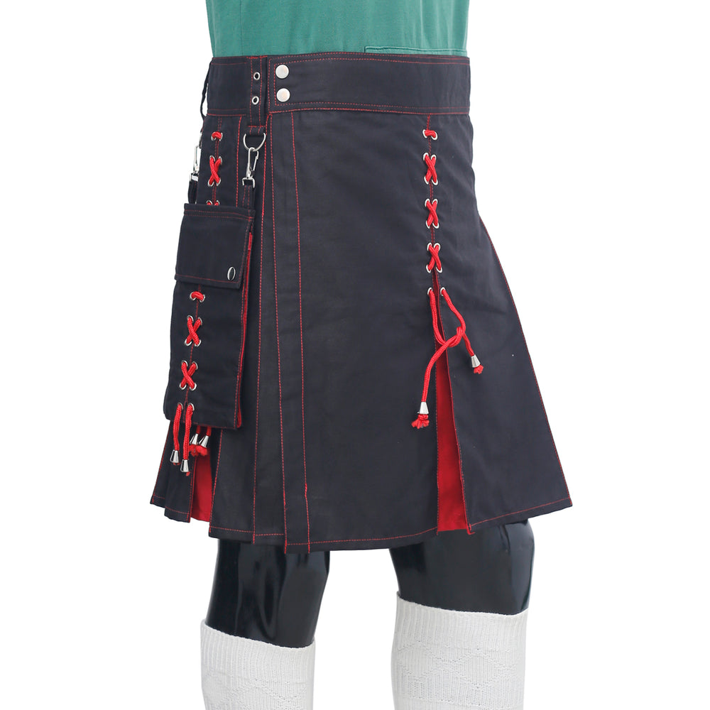 Hybrid Kilt Black and Red - Premium Quality