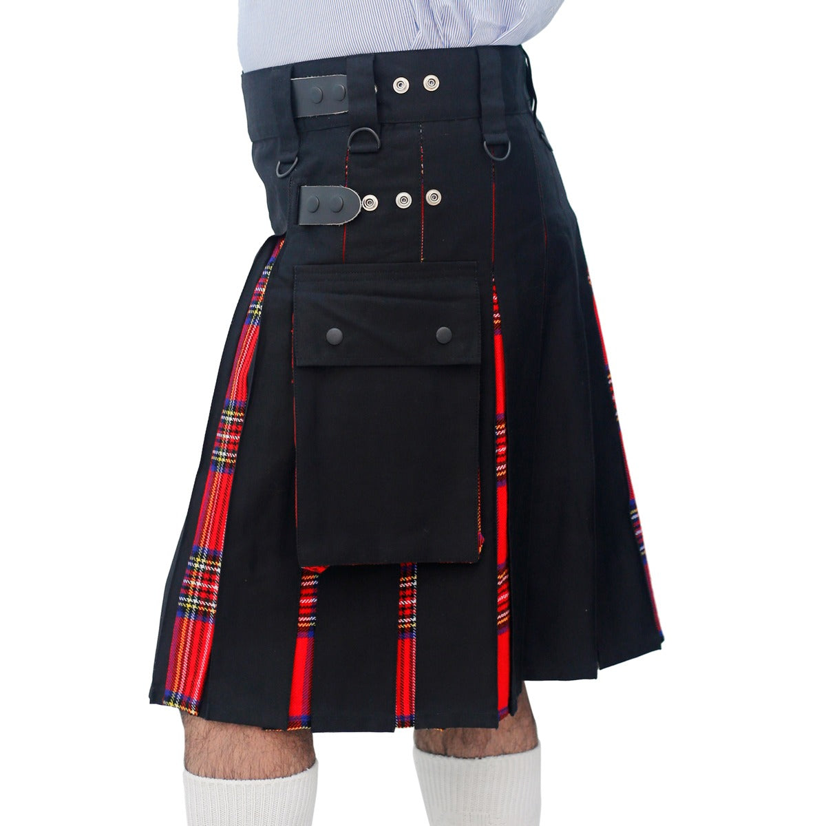 Hybrid Kilt Black and Royal Stewart Left