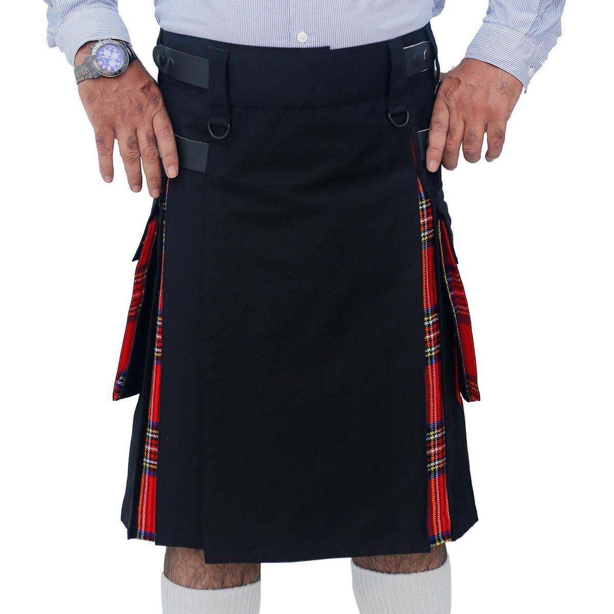 Hybrid Kilt Black and Royal Stewart